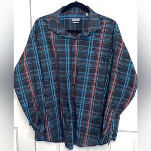 Kenneth Cole Reaction Men's Blue & Red Plaid Button-Up Shirt